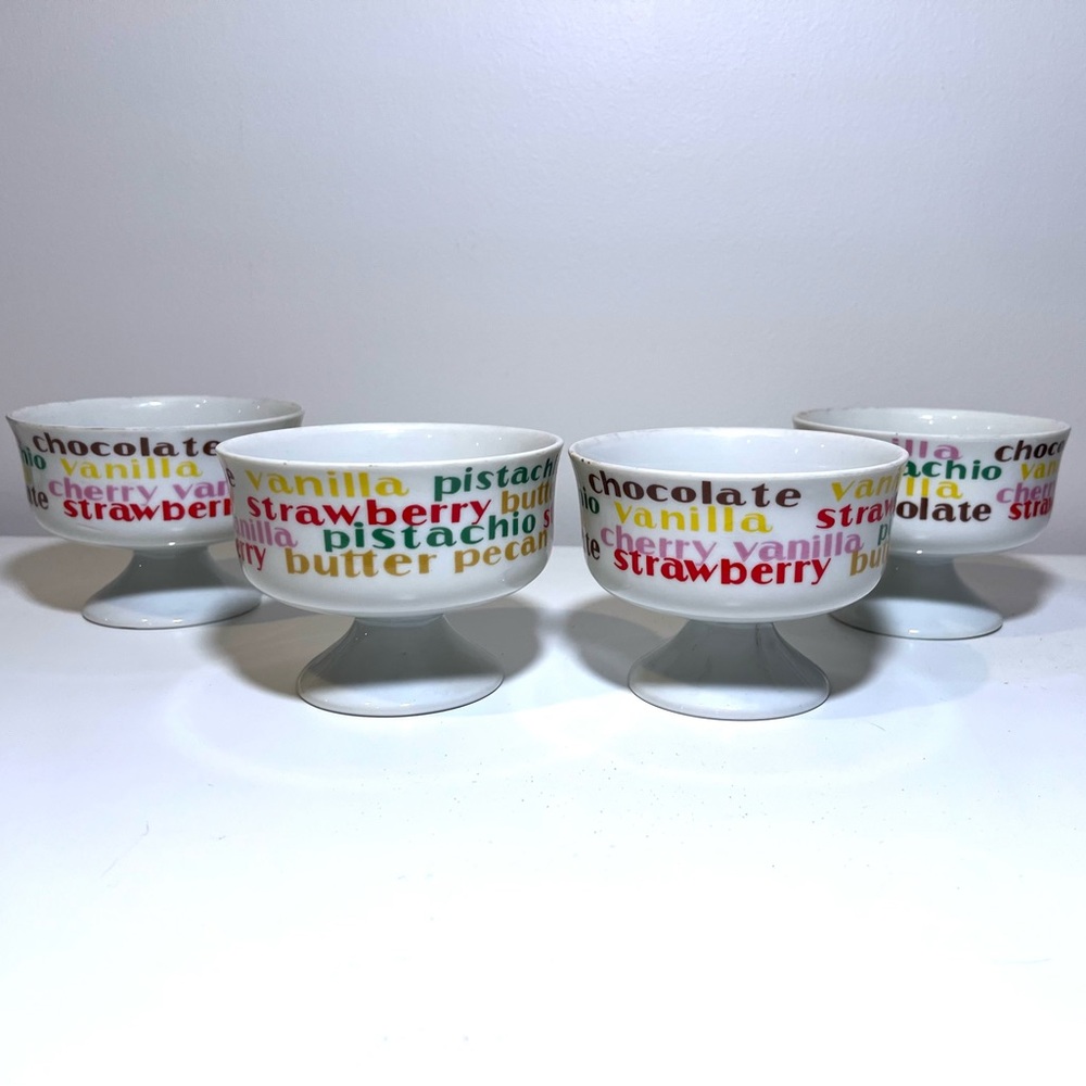 Vintage 70s Colorful Ice Cream Bowls Set of 4